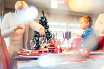 Family preparing xmas dinner.