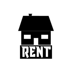 Rent house sign. Signboard with text For Rent icon isolated on white background