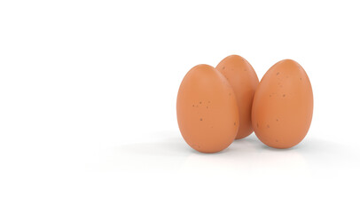3 eggs on white background
