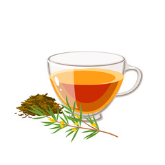 Cup of herbal rooibos tea. Vector illustration cartoon flat icon isolated on white background.