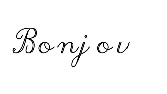 Bonjour Decorative Handwriting Animation in Six Cursive and Gothic Fonts
