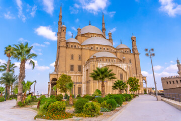 Fototapeta na wymiar The impressive Alabaster Mosque in the city of Cairo, in the Egyptian capital. Africa