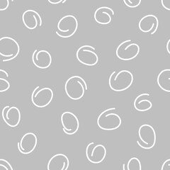 Abstract seamless pattern. Simple repeating illustration. Linear drawing with circles. White lines on gray background. Vector endless texture for wrapping paper, textile, wallpaper, fabric.