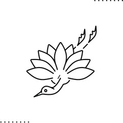 Japanese traditional pattern, japan crane  vector icon in outlines