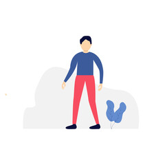 Vector illustration, young man character pose, modern flat people character, Ideal for motion, graphic and web design projects

