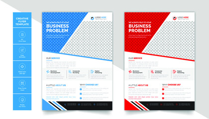 Geometric corporate business flyer vector design layout with 2 attractive color scheme. Abstract modern business flyer poster pamphlet brochure cover leaflet design vector illustration template in A4 