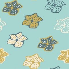 Vector seamless pattern with abstract flowers on a light blue background. Flower wallpaper  or textile design in tender colors.