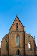 HRADEC KRALOVE, CZECH REPUBLIC - DECEMBER 10, 2020: The Cathedral of the Holy Spirit in the historic city center. Hradec Kralove is a big city in the Hradec Kralove Region Bohemia, Czech republic