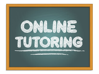 Obraz premium Online tutoring white chalk lettering on chalkboard
