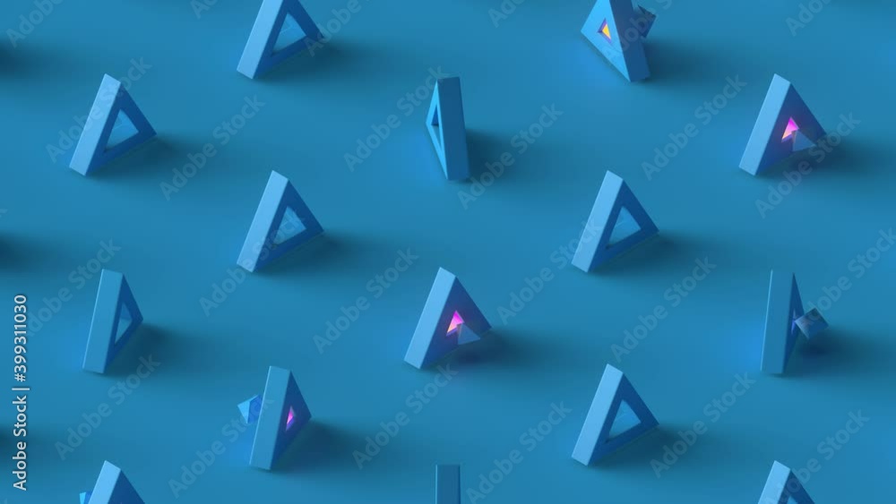 Poster 3d seamless looping minimalist background. 4k template. isometric camera and grid cloning of blue tr