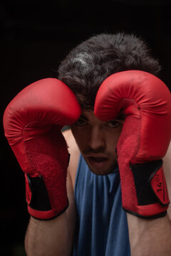 boxing red gloves guard