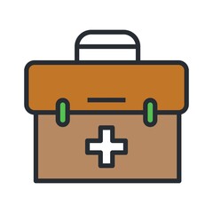 First aid box icon in flat design style.
