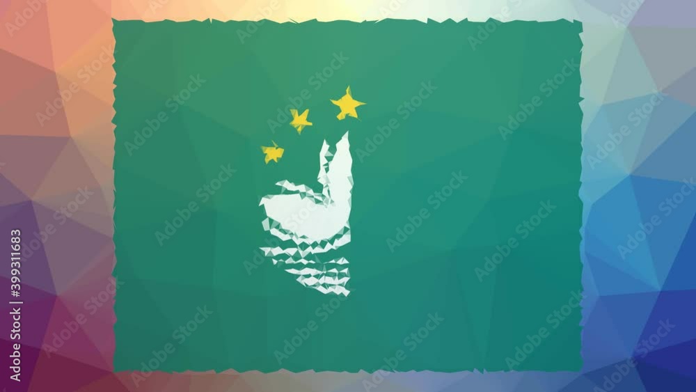 Aufkleber macao flag iso:mo appearing techno tessellated looping pulsing triangles
