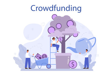 Crowdfunding concept. Financial support of new business