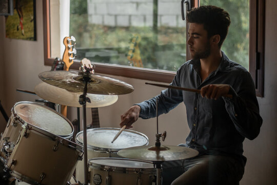 drummer in studio session 