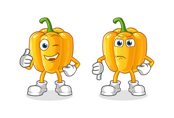 paprika thumbs up and thumbs down cartoon. cartoon mascot vector