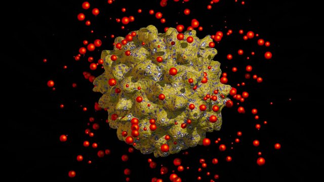 Antibiotics , Drugs target and kill virus . Small particles surround and target microbe to destroy it. 3d rendering animation