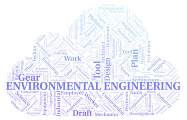 Environmental Engineering typography word cloud create with the text only