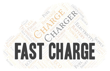 Fast Charge typography word cloud create with the text only.