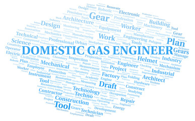 Domestic Gas Engineer typography word cloud create with the text only