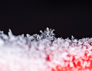 magic of geometric shapes and lines of white winter snowflakes