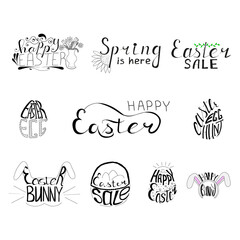 Set from lettering for Easter. Set of Hand written words Hand drawing. Vector illustration.