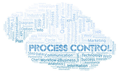 Process Control typography word cloud create with the text only.