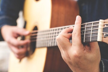 Fototapeta premium musician plays solo part on string instrument.
