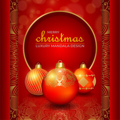 Fototapeta na wymiar Stylized vector Christmas Elements on decorative mandala background