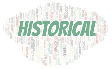 Historical typography word cloud create with the text only