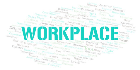 Workplace typography word cloud create with the text only