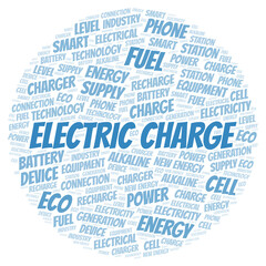 Electric Charge typography word cloud create with the text only.