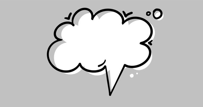 Set of Animated Speech Bubbles in doodle style on transparent background with alpha channel. 