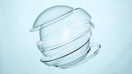 Fototapeta na wymiar sliced transparent glass sphere