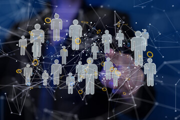 Digital technology background. Network connection dots and lines.