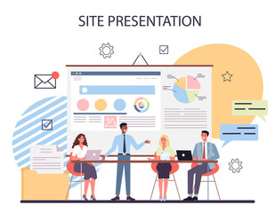 Project management concept. Site presentation. Marketing analysis