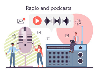 Media web banner or landing page. Brand promotion with audio