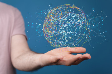 Artificial Intelligence Cloud technology. Integrated digital web concept background
