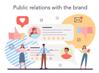 Public opinion on website concept. Idea of PR through mass