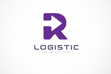 Initial R Logo. letter R  with arrow inside, Usable for Business and logistic Logos, Flat Vector Logo Design Template, vector illustration