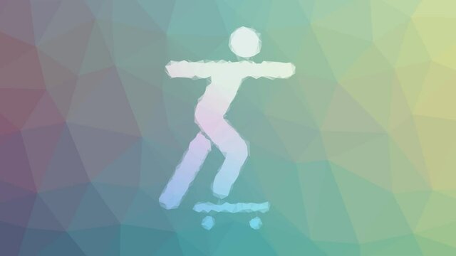 skateboarding dissolving techno tessellated looping moving polygons