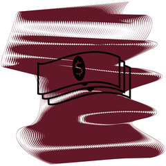 Money icon of a set. Icon on vinous ripples isolated on white backgrond. Vector