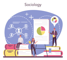 Sociologist concept. Scientist study of society, pattern of social