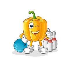 paprika play bowling illustration. character vector