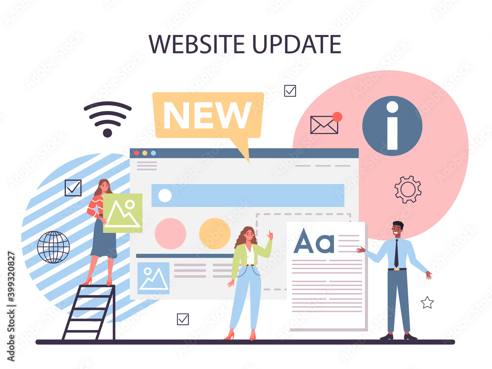 Poster website technical support concept. idea of web page diagnostic