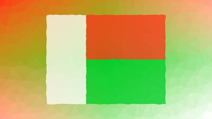 Madagascar Flag ISO:MG appearing interesting tessellation looping animated triangles