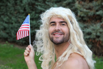 American man with long blode hair