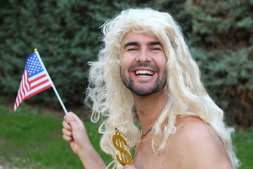 American man with dollar sign