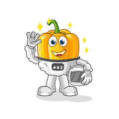 paprika astronaut waving character. cartoon mascot vector