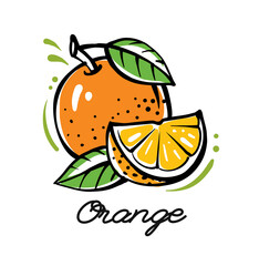 bright orange with leaves in outline